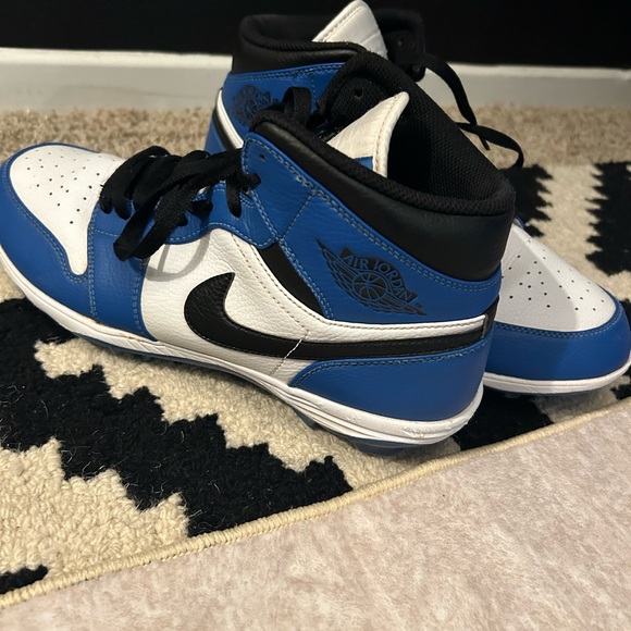 Jordan 1 mid baseball cleats blue/ wht size 10.5 - Picture 5 of 6